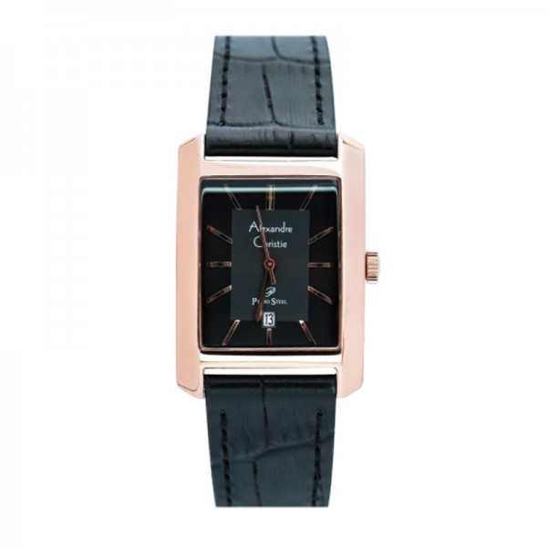 Alexandre Christie AC 1019 Rosegold Black Leather LDLRGBA